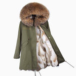 Carmen Charlott Fox Fur Parka Green