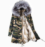 Carmen Charlott Fox Fur Parka Camouflage
