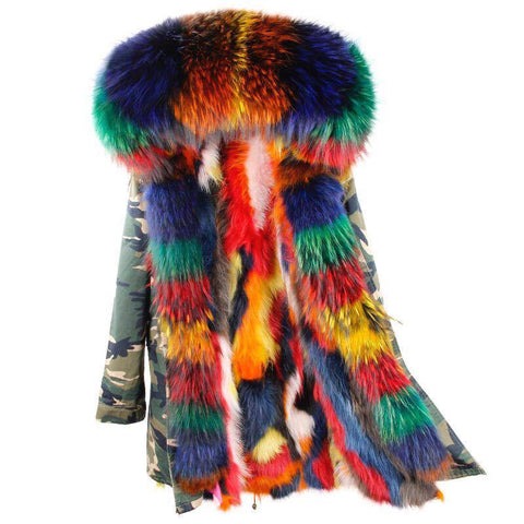 Carmen Charlott Fox Fur Parka - Multicolor Limited