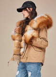 Carmen Charlott Fox Fur Jacket Beige