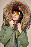 Carmen Charlott Fox Fur Jacket Green