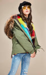 Carmen Charlott Fox Fur Jacket Green