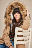 Carmen Charlott Fox and Rabbit Fur Jacket Beige