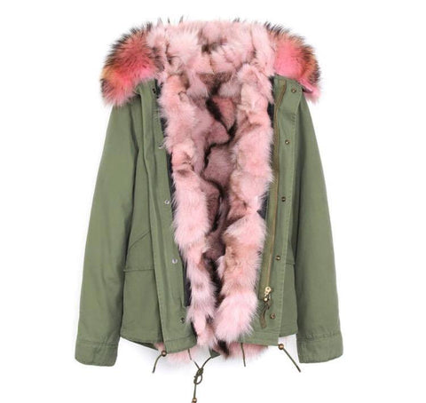 Carmen Charlott Fox Fur Jacket Green