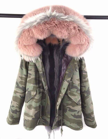 Carmen Charlott Fox Fur Jacket - Camouflage