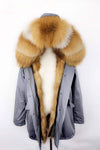 Carmen Charlott Gold Fox Fur Parka - Grey