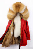 Carmen Charlott Gold Fox Fur Parka - Red