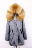 Carmen Charlott Gold Fox Fur Parka - Grey