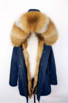 Carmen Charlott Gold Fox Fur Parka - Blue