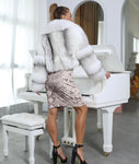 Carmen Charlott Luxury Fox Fur Short Jacket - White Stone AW22