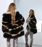 Carmen Charlott Luxury Fox Fur Coat - Black and Gold AW22