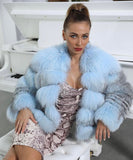 Carmen Charlott Luxury Fox Fur Jacket - Baby Blue Mixed AW22