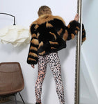 Carmen Charlott Luxury Fox Fur Jacket - Black and Gold AW22