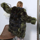 Carmen Charlott Luxury Fox Fur Coat - Khaki Green AW22