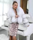 Carmen Charlott Luxury Fox Fur Short Jacket - White Stone AW22