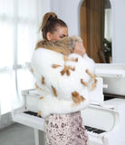 Carmen Charlott Luxury Fox Fur Jacket - White and Gold AW22