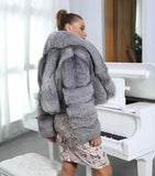 Carmen Charlott Luxury Fox Fur Short Jacket - Grey Stone AW22
