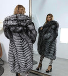 Carmen Charlott Luxury Silver Fox Fur Coat AW22