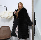Carmen Charlott Luxury Fox Fur Coat - Black Dreams AW22