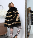 Carmen Charlott Luxury Fox Fur Coat - Black and Gold AW22