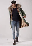 Carmen Charlott Men Parka Green - Natural Fur