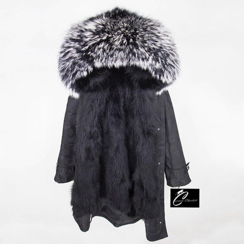 Carmen Charlott Fox Fur Parka - Camouflage Black