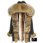 Carmen Charlott Fox Fur Parka - Black