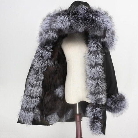 Carmen Charlott Luxury Silver Fox Fur Parka - AW19