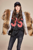 Carmen Charlott Fox Fur Jacket Camouflage