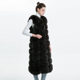 Carmen Charlott Fox Fur Vest Long - Black