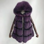 Carmen Charlott Fox Fur Hood Vest - Purple