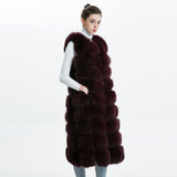 Carmen Charlott Fox Fur Vest Long - Red