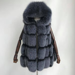 Carmen Charlott Fox Fur Hood Vest - Grey