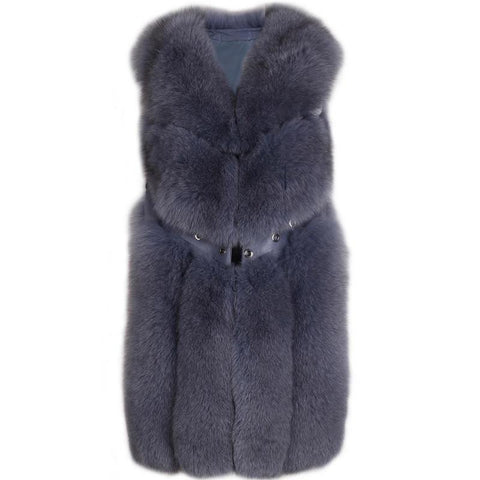 Carmen Charlott Fox Fur Vest - Grey