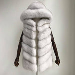 Carmen Charlott Fox Fur Hood Vest - White