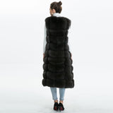 Carmen Charlott Fox Fur Vest Long - Black