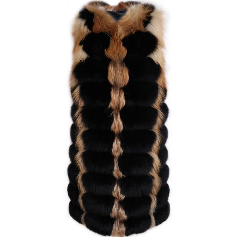Carmen Charlott Luxury Gold and Black Fox Fur Vest - AW19
