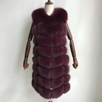 Carmen Charlott Fox Fur Vest Midi - Red