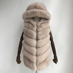 Carmen Charlott Fox Fur Hood Vest - Beige