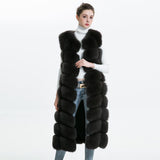 Carmen Charlott Fox Fur Vest Long - Black