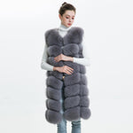 Carmen Charlott Fox Fur Vest Midi - Grey