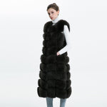 Carmen Charlott Fox Fur Vest Long - Black