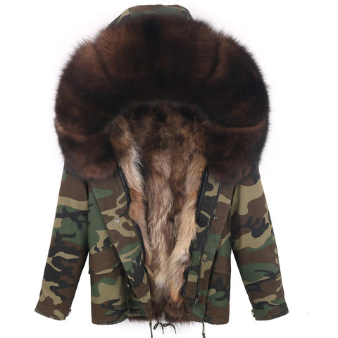 Carmen Charlott Fox Fur Men Jacket Camouflage AW21