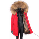 Carmen Charlott Fox Fur Parka Red AW21