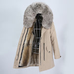 Carmen Charlott Fox and Rabbit Fur Parka Nude AW21