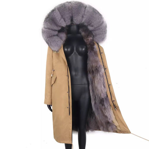 Carmen Charlott Fox Fur Parka Beige AW21