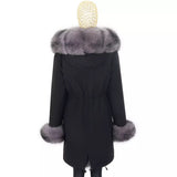 Carmen Charlott Luxury Fox Fur Parka Black AW21