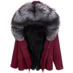 Carmen Charlott Silver Fox Fur Men Jacket Dark Red AW21