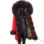 Carmen Charlott Luxury Fox Fur Parka Red AW21