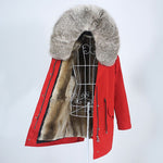 Carmen Charlott Fox and Rabbit Fur Parka Red AW21